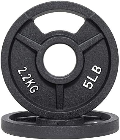 Signature Fitness 5Lb(Set of 2) Cast Iron Plate Weight Plate for Strength Training and Weightlifting, Olympic or Standard
