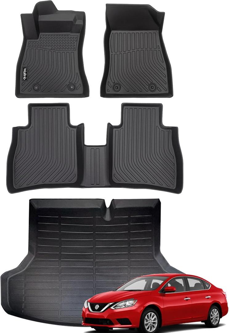 Car Floor Mats & Cargo Trunk Liners Custom Fit for Nissan Sentra 2014-2019 All Weather Floor Mats for Sentra Durable Floor Liners Accessories Black 2014-2019