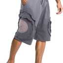 CosInStyle Men's Wide Leg Cotton Capri Shorts Pants with Elastic Waist, Drawstring, and Pockets for Yoga Summer Beach Outdoor (Gray) S/M