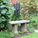EMSCO Group Garden Bench Statue Resin Construction with Natural Granite Look Lightweight Decorative Indoor/Outdoor Bench 12 Inch Height