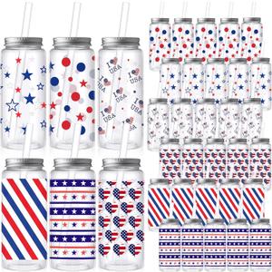 Skylety 30 Pcs 4th of July Plastic Cups with Lids and Straws 13.5 oz Independence Day Plastic Cups Reusable Cute Tumbler for 250th Anniversary 4th of July Party Favor Patriotic Supplies