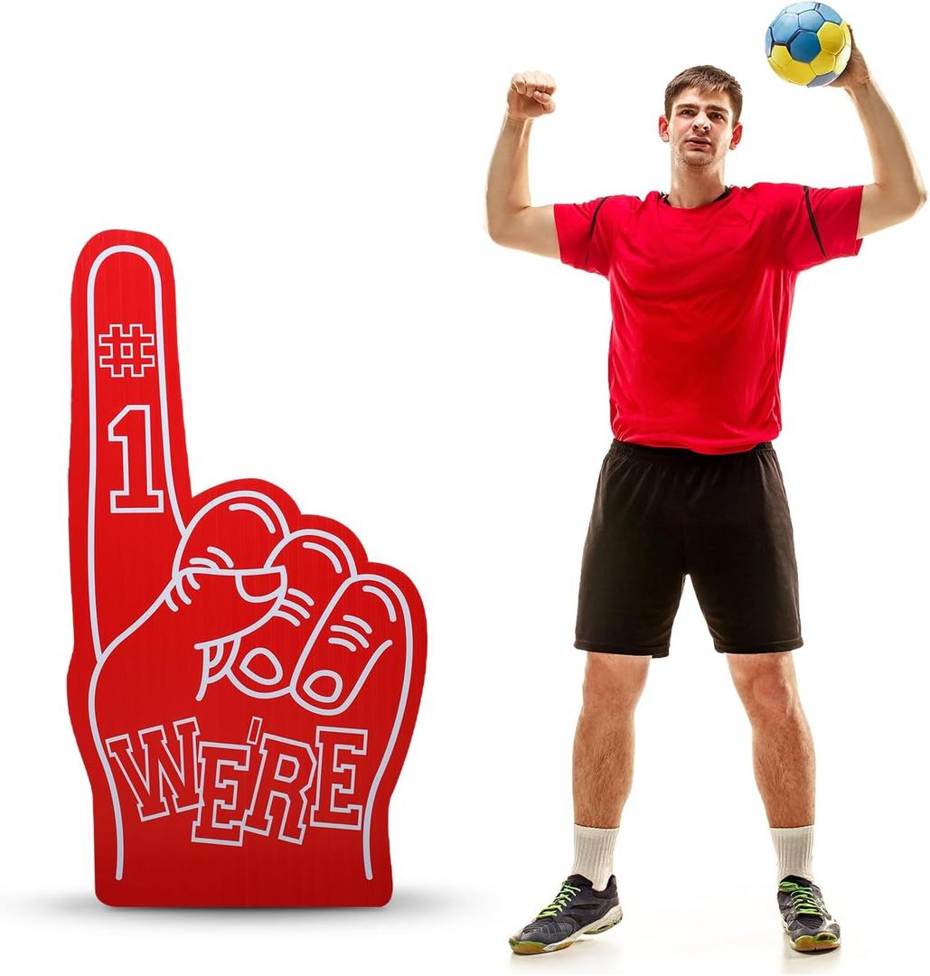4 ft Red We're # 1 Cardboard Cutout Stand-up Life Size School Team Spirit Sport Theme Party Decoration Cheerleading Backdrop Photo Prop for Sports Games School Team Theme Party Decoration