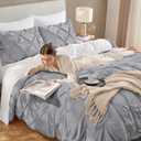Andency Silver Gray Queen Comforter Set (90x90Inch), 3 Pieces Western Modern Pinch Pleat Bedding Comforters &Sets, All Season Soft Lightweight Down Alternative Bed Set for Boys Men Adults
