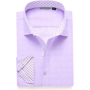 Alex Vando Mens Printed Dress Shirts Long Sleeve Regular Fit Button Down Shirt (3X-Large, Purple 7281)
