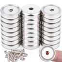 26 Pcs Super Strong Cup Magnets Heavy Duty, 0.79" (20 mm) Neodymium Countersunk Hole Magnet Strong with Screw for Wall Mounting Round Rare Earth Magnets with Holes for Kitchen Tool Hanging