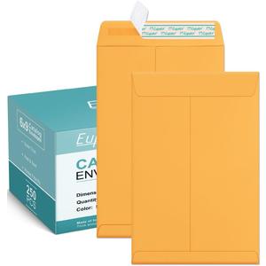 Eupako Catalog Envelopes 6x9 Small Brown Envelopes Self Seal 250 Pack for Mailing, Organizing, Storage (6x9 Inches, Brown)