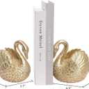 Swan Decorative Bookends,Resin Book Ends for Shelves,Unique Gold Book Holders,Heavy Duty Swan Decor for Home Office Desk Bookshelf,Set of 2,Gifts for Anniversary