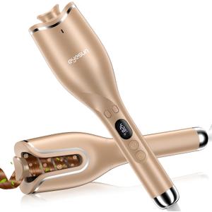 Automatic Curling Iron,Automatic Hair Curler with1"Large Slot Hair Curling Irons,Auto Shut-Off,Anti-Scald,Anti-Tangle Rotating Curlers Iron,Fast Heating Hair Curler Wand for Curls(4Temperature&8Timer) (Gold)