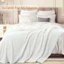 TOONOW Fleece Bed Blanket Queen Size 90x90 inches , Super Soft Fluffy Fuzzy Plush Blanket Geometric Pattern Cozy Microfiber Flannel Blankets for Couch, Bed, Sofa, Cream White