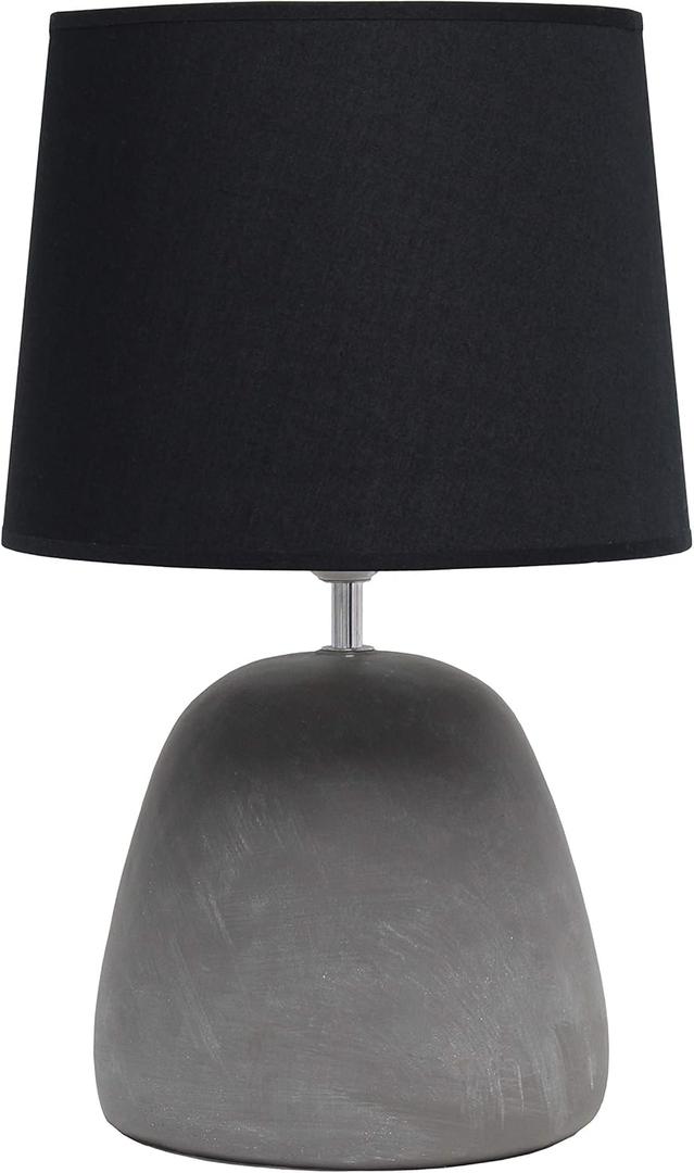 Simple Designs LT2058-BLK Round Concrete Table Lamp, Black
