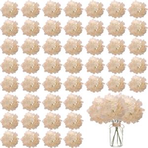100PCS Artificial Hydrangea Flowers, Fake Flowers Silk Hydrangea Full Flowers Heads with Stems for Wedding Home Party Shop Baby Shower Decor (Apricot)