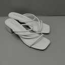 Shoe'N Tale Strappy Heels For Women Low Chunky Block Heel Heeled Sandals Square Open Toe Slip On Slides Mules 8