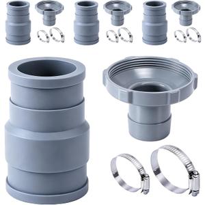 4Pack Pool Vacuum Hose Adapter Kit, Compatible with Intex Adapter B, 1.5" to 1.25" Rubber Pool Skimmer Hose Connector Kit with 8Stainless Steel Clamp for Above Ground Pool Vacuum Surface Skimmer