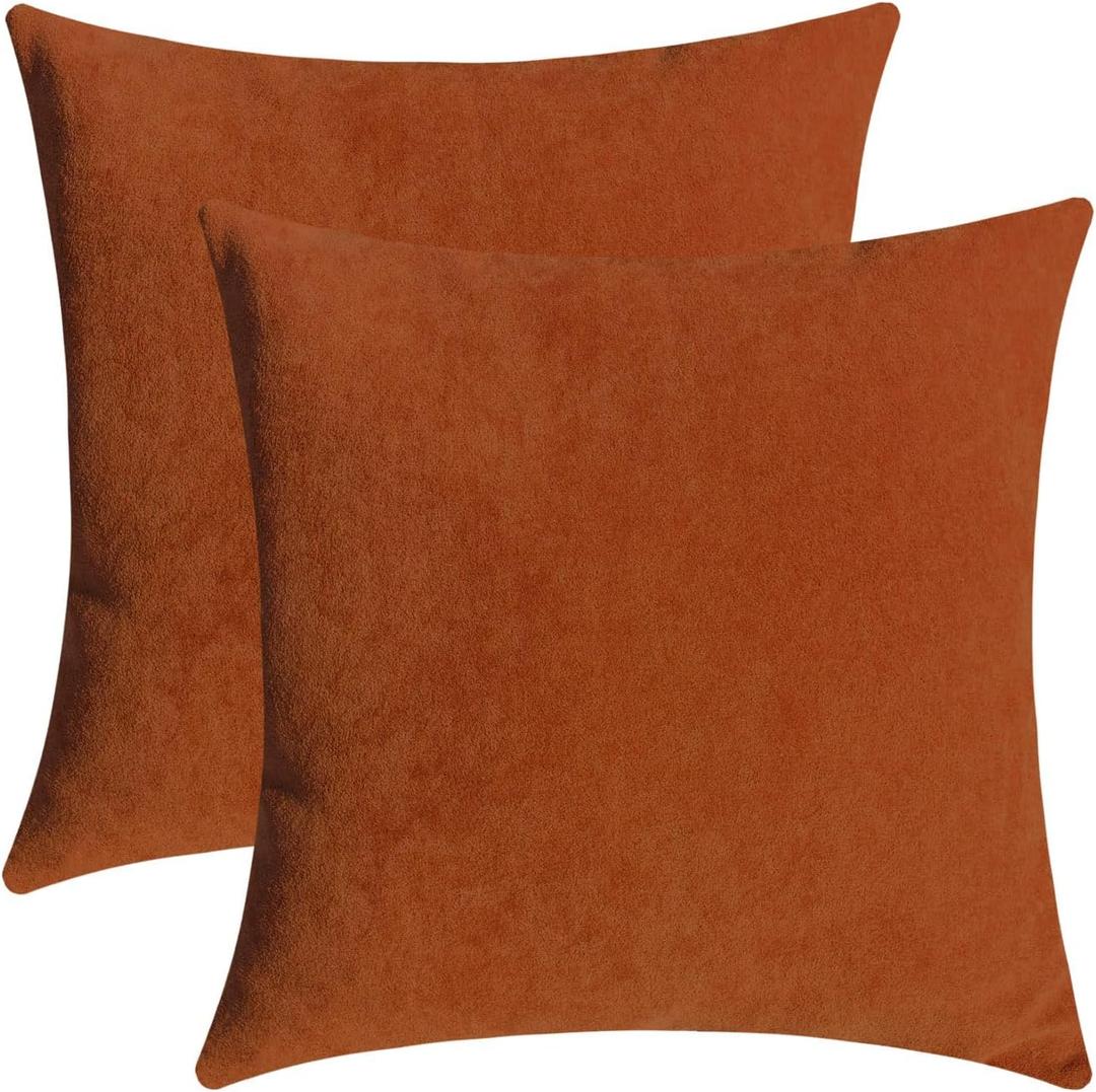 Jeneoo Brave Orange Decorative Couch Throw Pillow Covers Soft Chenille Comfy Square Cushion Cases for Livingroom Bed Sofa Decor (Set of 2, 14 x 14 Inches)