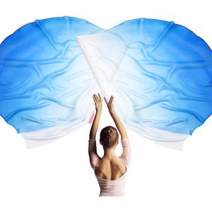 2 Pcs Set 32" Praise Dance Worship Flags with Scalable Rod for Kids Children Semicircle Praise Church Flags for Worship Dance Outdoor Practice Performance(White Blue)