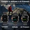 GPS Smart Watch for Men (Answer/Make Calls), 2.01'' Military Rugged Smartwatches for Android iPhone Fitness Tracker with Compass/10 Days Battery/Heart Rate/Sleep/100+ Sport Modes(2 Straps)