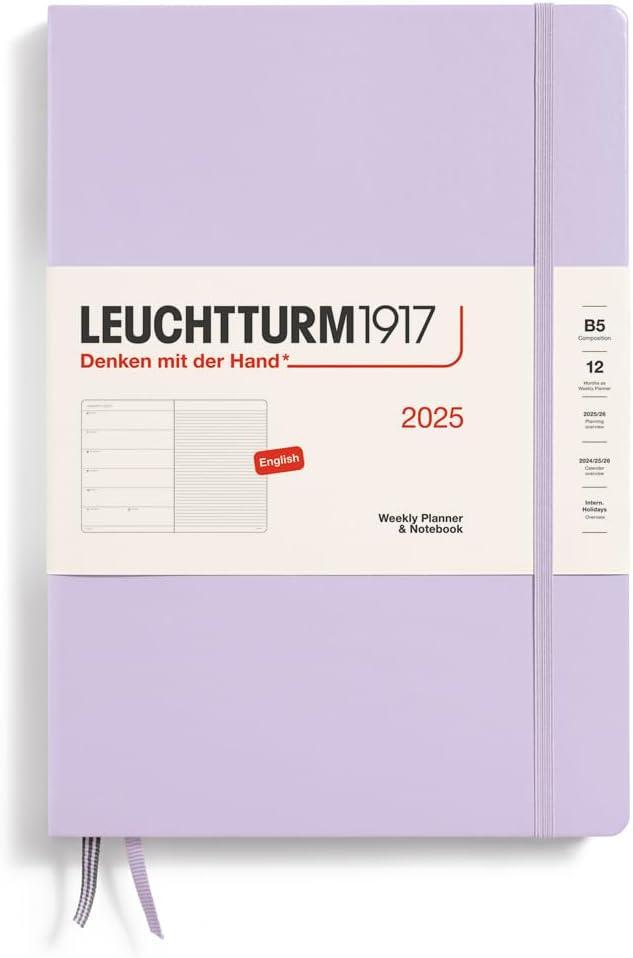 LEUCHTTURM1917 - Weekly Planner & Notebook 2025, Hardcover, Composition (B5), Lilac (Jan 1 - Dec 31, 2025)