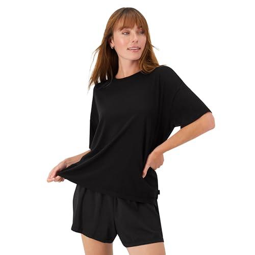 Hanes Women's Originals Supersoft Boxy T-Shirt & Sleep Shorts Set, Comfywear Lounge/Sleepwear M