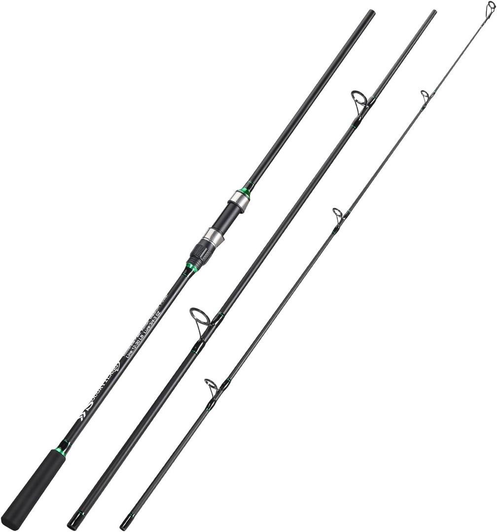 Sougayilang Surf Rod Carbon Fiber 3-sections Surf Spinning Fishing Rod Saltwater Travel Carp Fishing Rod 12FT Moderate-Fast 20-40lb 4-8oz
