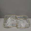 LemonRoad 2 Pcs square Gold Napkin Holder for Table 5.7 x 5.7 Inch Decorative Cocktail Napkin Holder Glass Flat Paper Basket for Kitchen Dining Buffet Bar Counter Wedding Party Restaurant Bar Hotel (Classic)