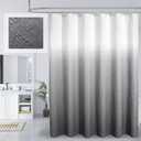MitoVilla Grey Ombre Shower Curtain, Farmhouse Waves Fabric Shower Curtains for Modern Hotel Bathroom Decor, 3D Geometric Embossed Textured, Waterproof & Wrinkle Resistant, 72 x 72