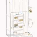 Lolalet Jewelry Organizer Stand, No Assembly Needed Display Storage with Rotating Earring Holder and Velvet Ring Tray for Necklace Bracelet Studs,Christmas Gifts Room Dorm Decor for Teen Girls -White