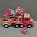 Toddler Girl Truck Toys for 2 3 Year Old Girl Birthday Gifts, 7-in-1 Pink Princess Car Transport Carrier Trucks for Toddlers 2-4, Friction Power Toy Cars with Lights & Music, My daughter First Gift