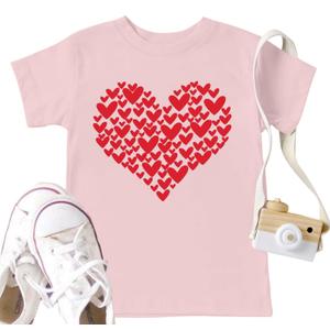Toddler Valentine's Day Shirts Boys Girls Love Heart Graphic T-Shirt Valentine Short Sleeve Tee Tops