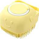 Pack of 2 Dog Brush – Cat Brush – Shampoo Dispensing Scrubber – Soft Silicone Design – Hanging Loop – For All Skin Types – Grooming, Deshedding and Exfoliating, Yellow