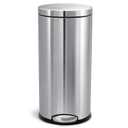 simplehuman Round Step Can, 30L / 8 Gallon Kitchen Trash Can, Iconic Round Shape, 150,000-Step Pedal, Lid Shox® Silent Close, Removable Inner Bucket, Brushed Stainless Steel
