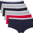 Tommy Hilfiger Women's Intimate Underwear Basics Cotton-soft Boyshort Panties, 6-pack (Large, Navy /Red /Heather Grey /Black /Heather Grey)