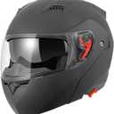 DOT Approved Modular Flip-Up Dual Visor Motorcycle Full Face Helmet for Adults Men & Women with 2 Removable Visors (1 Clear + 1 Tinted)Suitable for Powersports, Bike & Motocross Rides