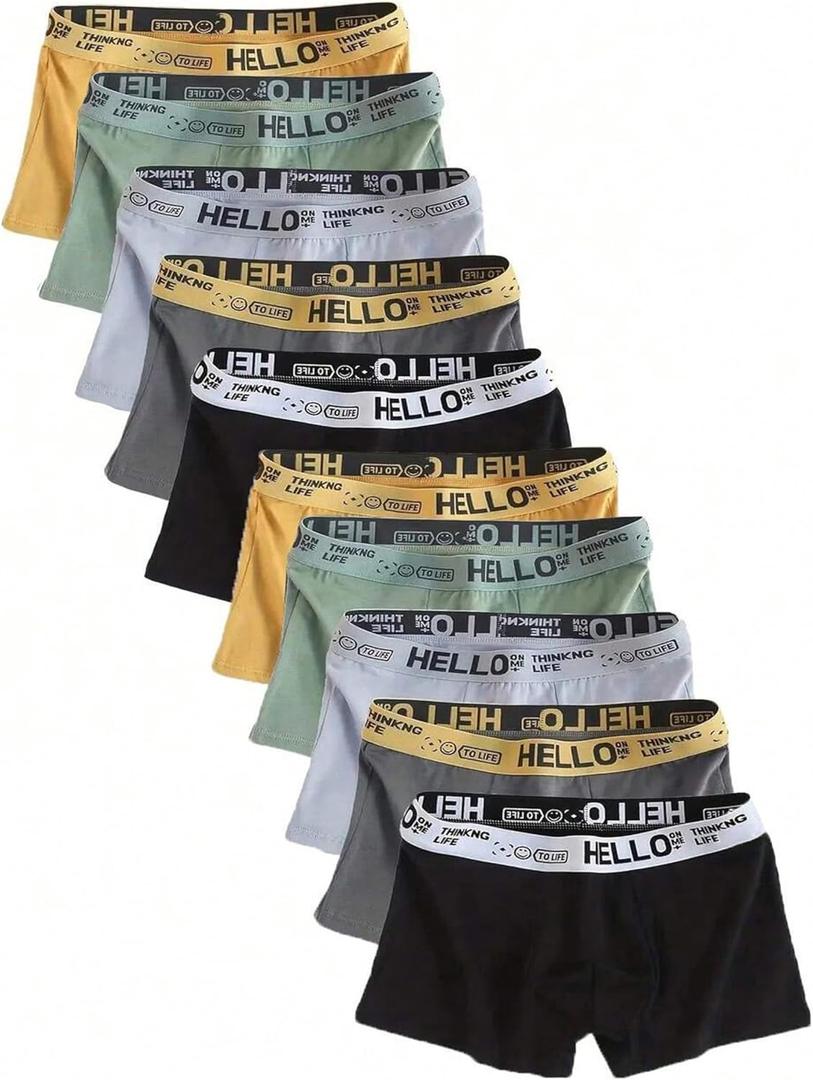 Men's Breathable Boxer Briefs 10-Pack - Airflow Anti-Friction, Moisture Wicking Quick-Dry Underwear Multipack (Multicolour)