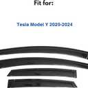 IG Window Visors Fit for 2020-2025 Tesla Model Y, Out-Channel Rain Guards Vent Wind Deflectors 4PC, Car Accessories for 20-25 Tesla Model Y