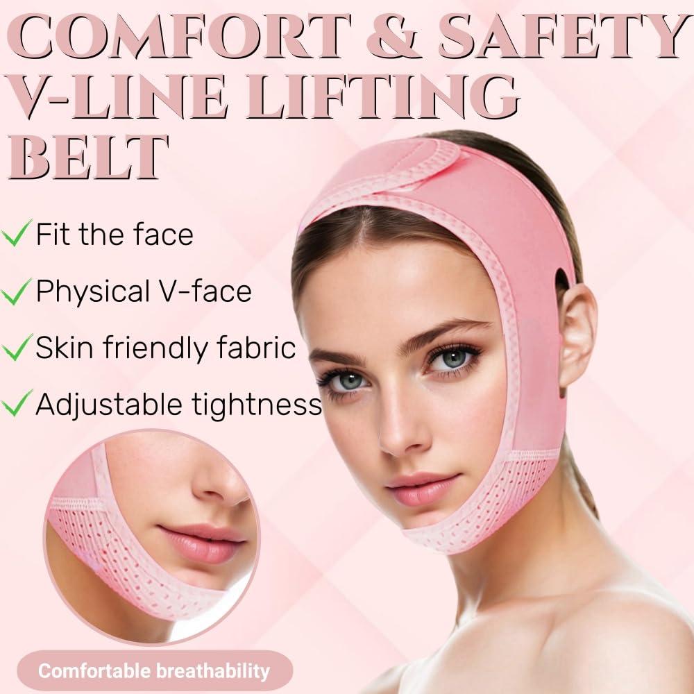 ROWMATE V Line Lifting Mask Chin Strap for Sleeping, V Line Lifting Mask for Women,Jaw Exerciser, Medium, Pink
