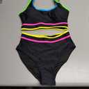 BMJL Women's High Waisted Bikini Sets Sporty Two Piece Swimsuits Color Block Cheeky High Cut Bathing Suits ,Size S, Rainbow Black011