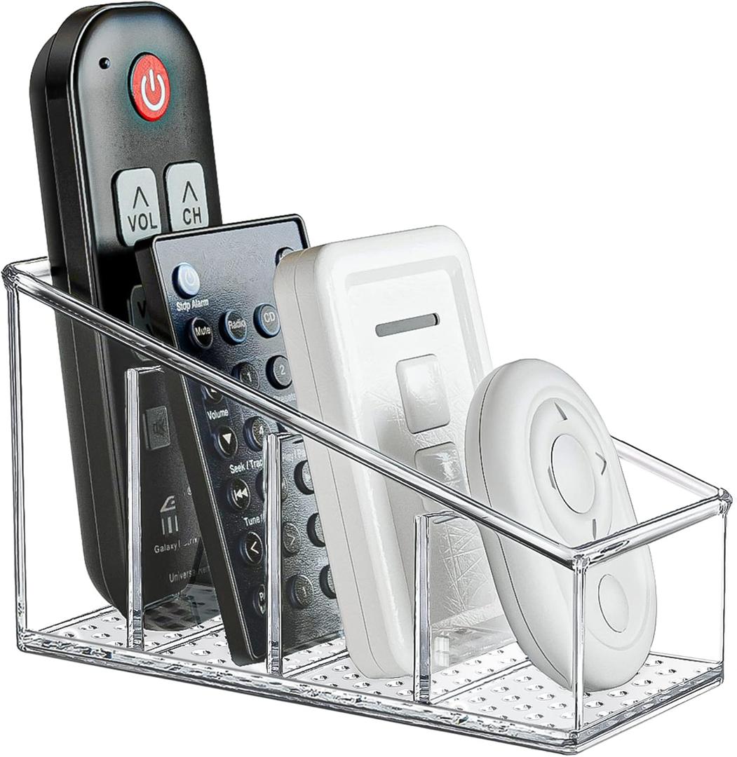 MaxGear Remote Control Holder Clear TV Remote control Storage Organizer Small Plastic Caddy for Home, 1 Pack