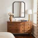 HOMECOOKIN Wood Bathroom Mirrors for Wall Mounted, 30" x 40" Rustic Wood Frame Wall Mirrors Decorative for Living Room or Bedroom Vanity Mirror (BK) B