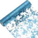 uxcell Blue Table Runner Roll 11.4" x 45 Feet Sequin Foil Metallic Mesh Table Runner Decor Table Decorations for Wedding, Birthday Party, Christmas, New Year