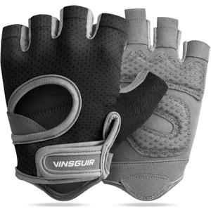 VINSGUIR Workout Gloves for Women and Men, Breathable Weight Lifting Gloves for Gym Exercise, Fitness, Training, and Cycling, with Excellent Grip and Cushion Pads (Medium, Black)