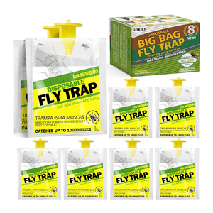 8 Pack Outdoor Hanging Fly Traps, Disposable Flies Killer Trap Bag Catcher with Natural Attractant Bait Bug Catcher and Flying Insect Trap for Outdoor Family Farm Park Orchard Garden