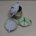 2 Pack Stainless Steel Spill Proof Snack Cup for Baby Toddlers Kids, with Silicone Food Catcher, Travel Lid, Spill-Proof Bowl Containers, Toddlers Essentials, Non Toxic BPA Free (Light Blue and Green)