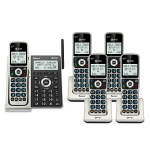 AT&T BL3107-5 DECT 6.0 5-Handset Cordless Phone with Bluetooth Connect to Cell, Smart Call Blocker, Digital Answering System, Extended Range, Big Buttons - Titanium Black