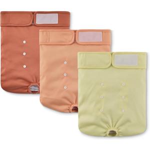 Amazon Basics Washable Dog Diapers, Highly Absorbent, Female, XL Size, 3 Pack, 25.3“ x 27.4” x 0.25“, Colors- Cinnamon, Peach, Pale Olive