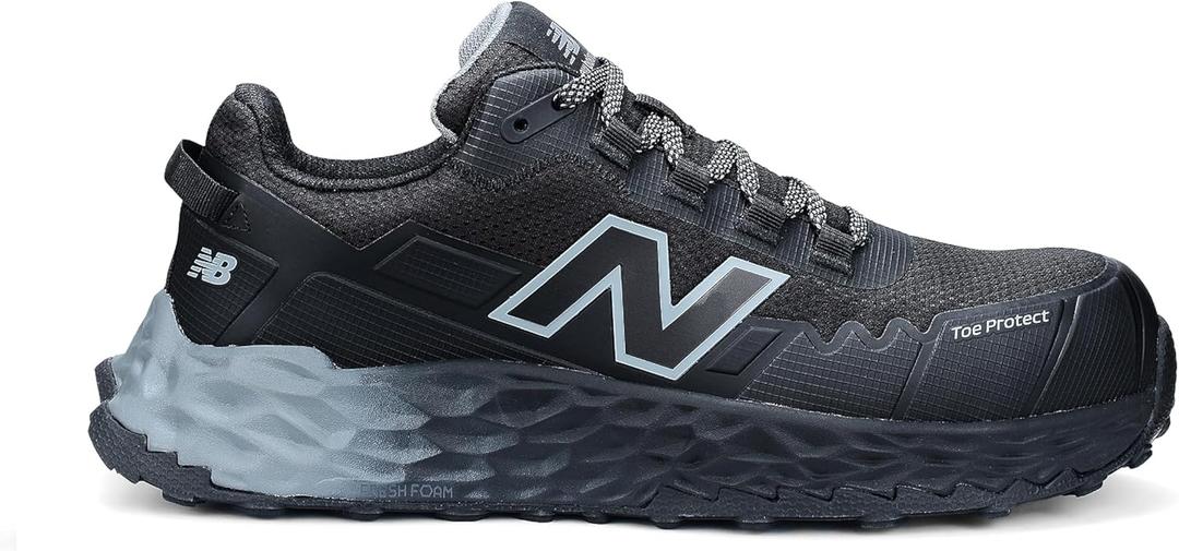 New Balance Fresh Foam Cremorne Composite Toe Safety Shoes for Men - Non Slip, Electrical Hazard - Black/Grey, Low Rise Size 10.5 Men