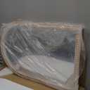 Arched Vanity Wall Mirror 36 x 24 Inch Beaded Wood Frame Boho Farmhouse Decorative Mirror for Bathroom Bedroom Entryway Living Room (Vintage White)