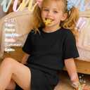 Vinsatin Girls' 2 Piece Summer Outfits, Black, 5-6 Years
