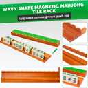Upgraded Version,Mahjong Racks with Pushers,18 Inch,Wooden American Mahjong Tile Pushers and Racks Set of 4, with 4 Mahjong Racks Drawstring Bag, Mahjong Accessories（Brown）