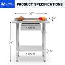 Hally 24"x30" Stainless Steel Prep Table Commercial Work Table Backsplash