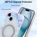 LSL Designed for iPhone 15 Case [Drop Protection/Compatible with Magsafe] Cute Flower Magnetic Phone Case for Women Girly TPU Bumper Floral Cover Purple